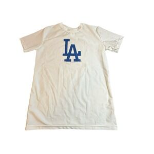 Isaac Morris Los Angeles Dodgers Kids Performance Shirt White Blue LA Logo 18/20